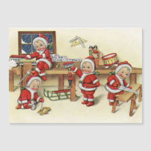 Carte Magnétique Illustration vintage Baby Père Noël