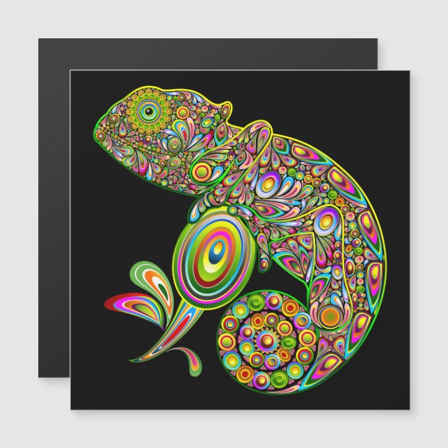 Carte Magnétique Imaginaire psychédélique de Chameleon (Devant / Derrière)