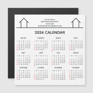 Carte Magnétique Immobilier Entreprise Personnalisé 2024 Calendrier