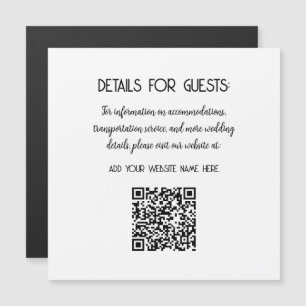 Carte Magnétique Informations sur le mariage Invités Code QR Élégan