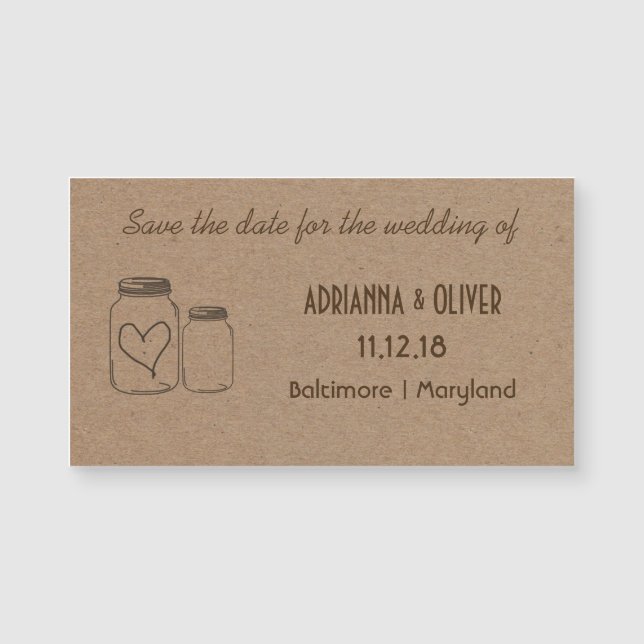 Carte Magnétique Insertion rustique de mariage de coeur de pot de (Devant)
