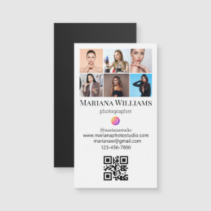 Carte Magnétique instagram 6 photos qr code moderne business aimant