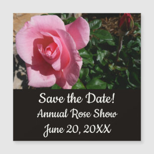 Carte Magnétique Jardin floral de rose rose et bourgeon