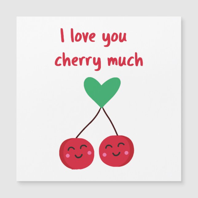 Carte Magnétique Je t'aime beaucoup Cherry Valentine (Devant)