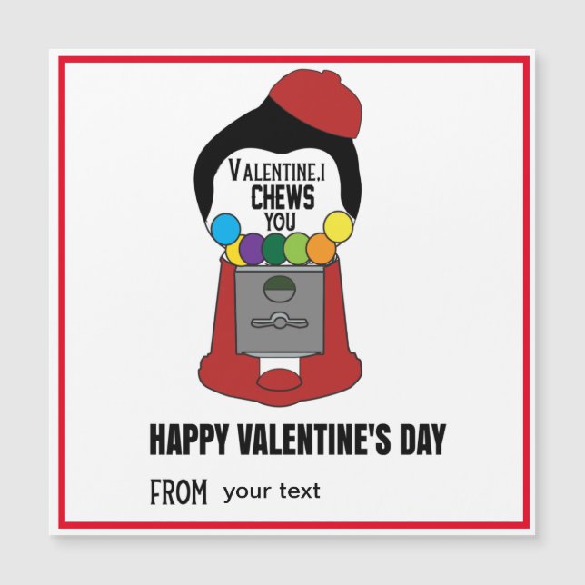 Carte Magnétique  Je te mâche Saint Valentin, Garçon Valentine   (Devant)