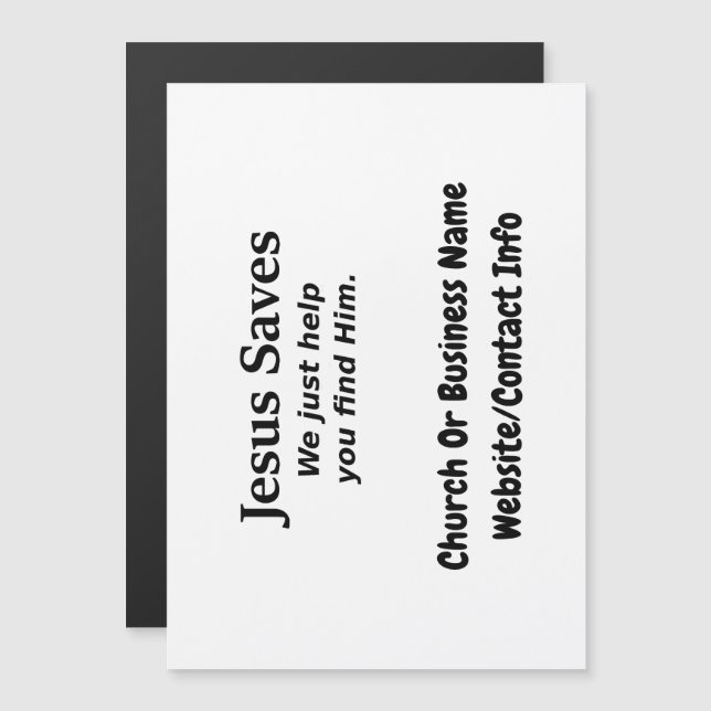 Carte Magnétique Jésus Saves - Nous Vous Aidons À Le Trouver (Devant / Derrière)