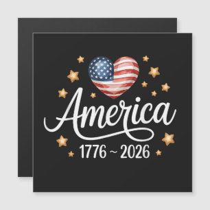 Carte Magnétique Joli cœur de drapeau 1776-2026 4 juillet 250e 