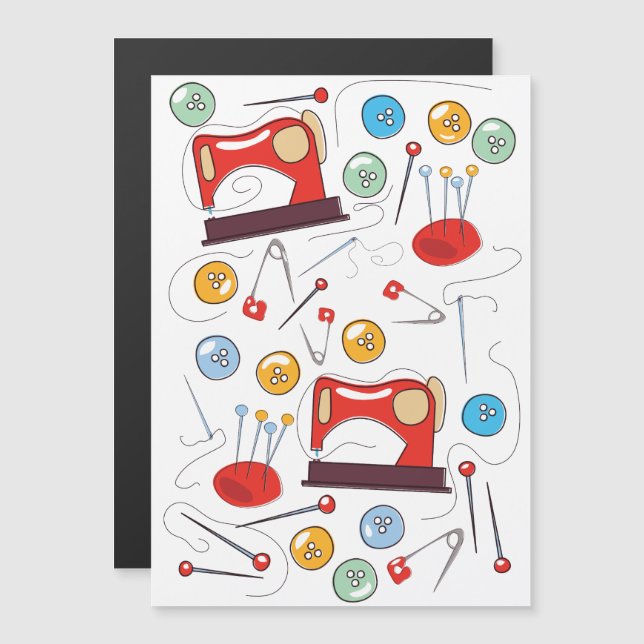 Carte Magnétique Joli Motif de couture à main (Devant / Derrière)