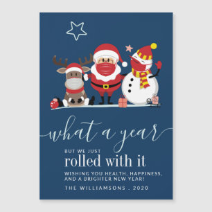 Carte Magnétique Joli Père Noël Reindeer Snowman 2020 Script Noël