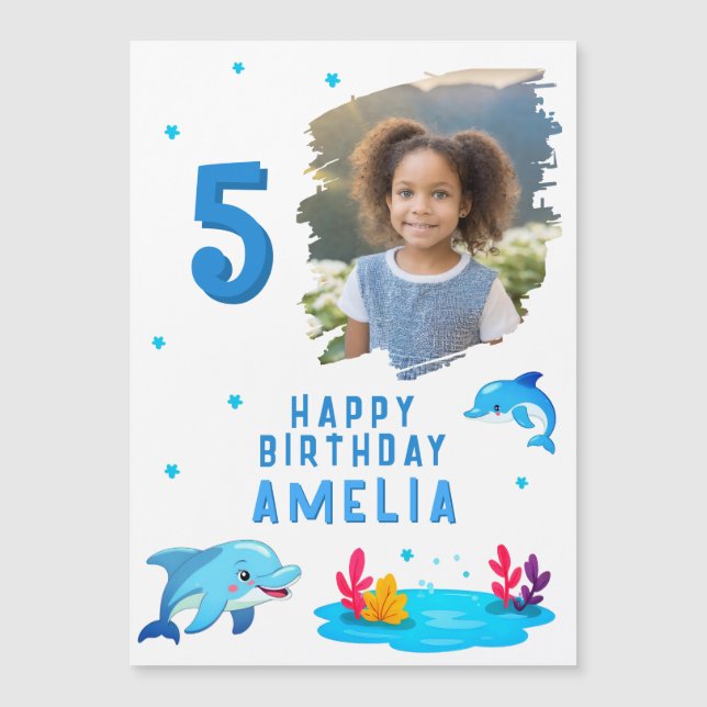 Carte Magnétique Jolie dauphin Sea Animaux Photo Anniversaire Magne (Devant)