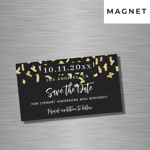 Carte Magnétique Jour de confetti en or noir enregistrer la date ai