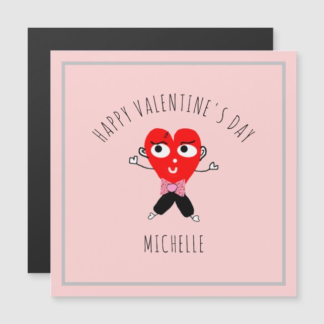 Carte Magnétique Jour des Valentines du Carreau Rouge (Devant / Derrière)