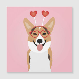 Carte Magnétique Jour des Valentines du Chien de Corgi