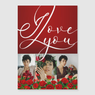 Carte Magnétique Jour où je t'aime rouge Collage photo de la Saint-