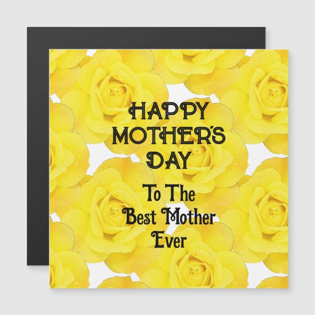 Carte Magnétique Joyeuse fête des mères Jaune Floral Custom Salutat (Devant / Derrière)
