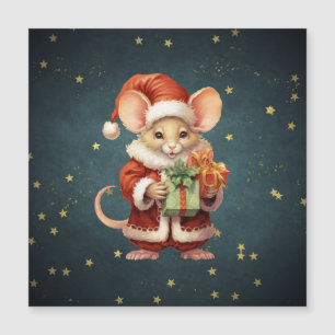 Carte Magnétique Joyeuse souris Noël