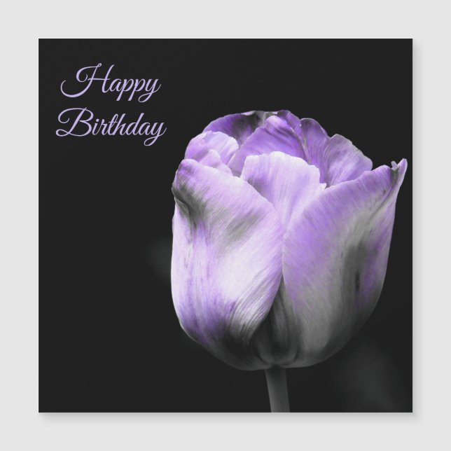 Carte Magnétique Joyeuse Tulipe violette d'anniversaire *Personnali (Devant)