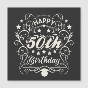 Carte Magnétique Joyeux 50e anniversaire décoratif.