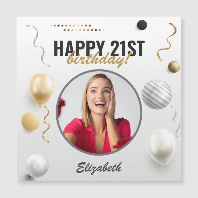 Carte Magnétique Joyeux anniversaire personnalisé cadeau photo mode (Devant)