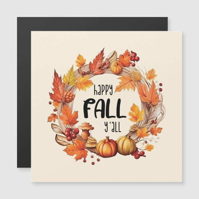 Carte Magnétique Joyeux automne Y'all (Devant / Derrière)