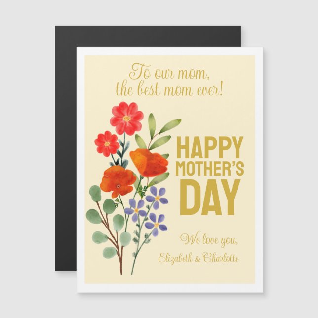 Carte Magnétique Joyeux Fleurs sauvages de la fête des mères à notr (Devant / Derrière)