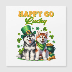 Carte Magnétique Joyeux Go Lucky Cute Husky St. Patricks Day