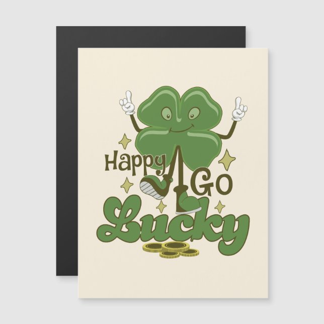 Carte Magnétique Joyeux Go Lucky St. Patrick's Day (Devant / Derrière)