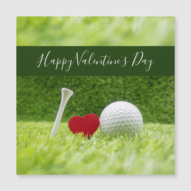 Carte Magnétique Joyeux golfeur de Valentine avec amour et balle de (Devant)