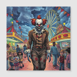 Carte Magnétique Joyeux Halloween   Clown éffrayant