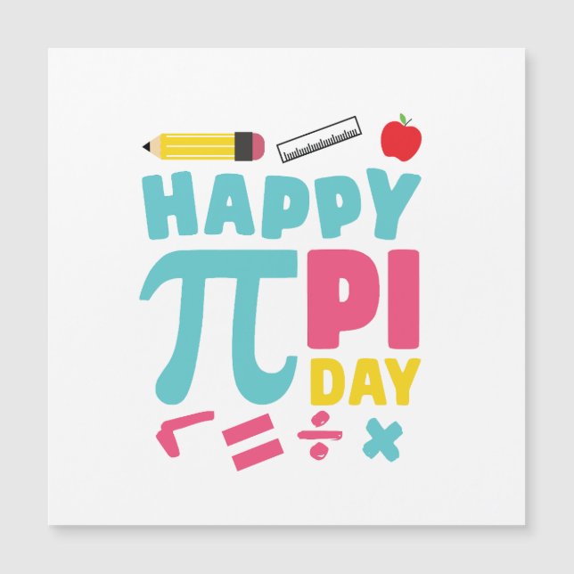 Carte Magnétique Joyeux Jour Pi Coloré (Devant)