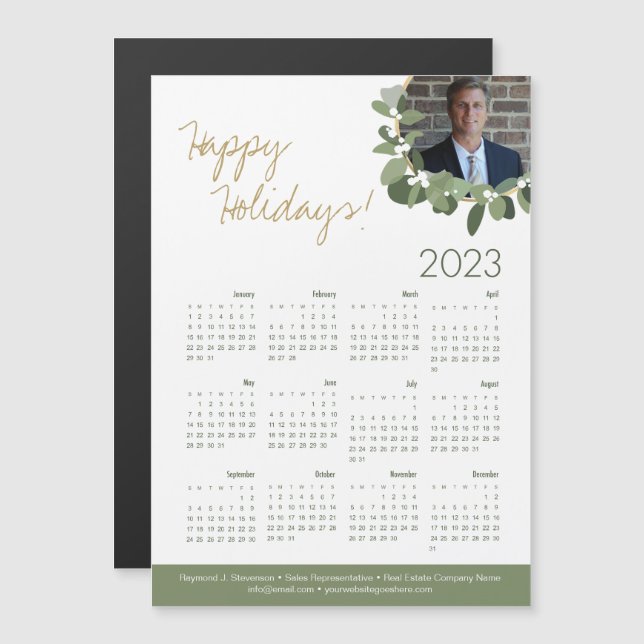 Carte Magnétique Joyeux Jours de vacances Agent immobilier Calendri (Devant / Derrière)