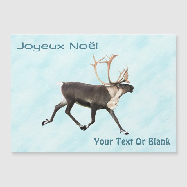 Carte Magnétique Joyeux Noё l - Caribou (rennes) Sur Neige (Devant)
