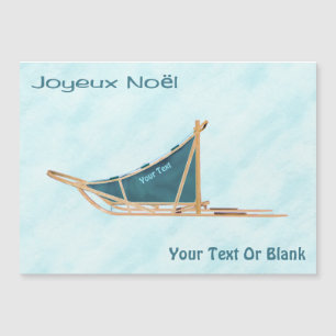 Carte Magnétique Joyeux Noё l - Chien traîné sur neige