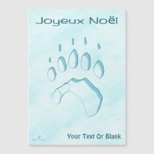 Carte Magnétique Joyeux Noё l - Empreinte de patte de l'ours polair