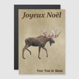 Carte Magnétique Joyeux Noё l - Oie rousse sur vieux papier