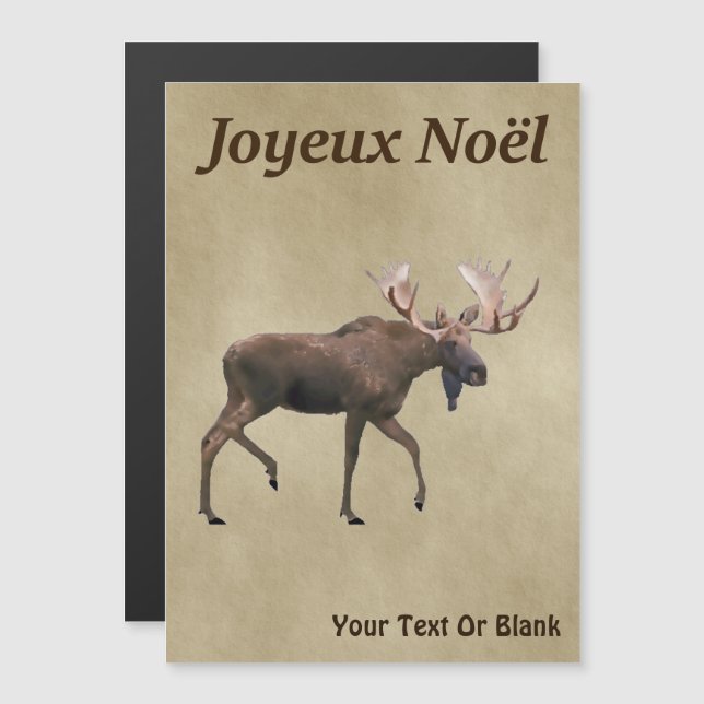 Carte Magnétique Joyeux Noё l - Oie rousse sur vieux papier (Devant / Derrière)