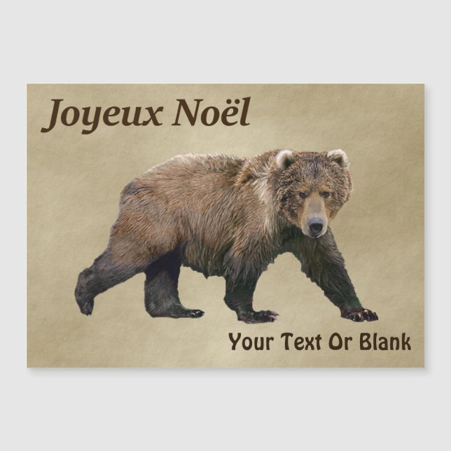 Carte Magnétique Joyeux Noё l - Ours de Kodiak (Devant)