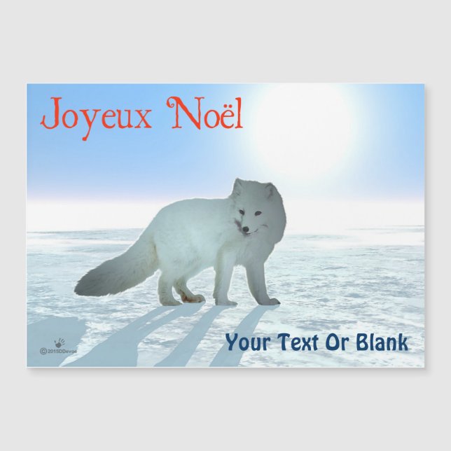 Carte Magnétique Joyeux Noё l - Renard arctique (Devant)