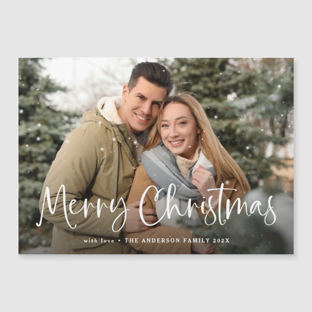 Carte Magnétique Joyeux Noël avec votre famille Photo Grey (Devant)