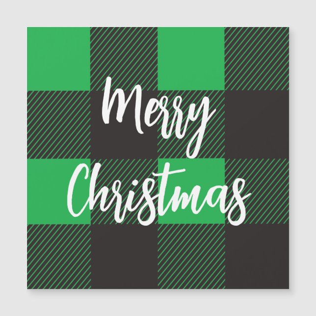 Carte Magnétique Joyeux Noël carreaux verts (Devant)