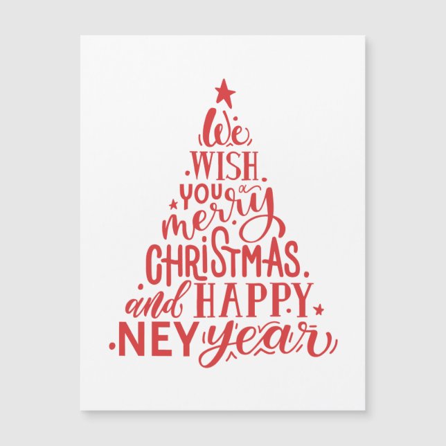 Carte Magnétique Joyeux Noël et Bonne Année. Lettres rouges (Devant)