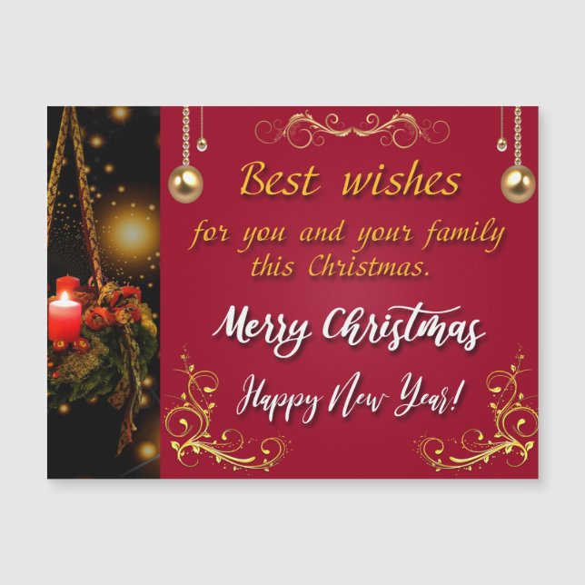 Carte Magnétique Joyeux Noël et Joyeux Nouvel An (Devant)