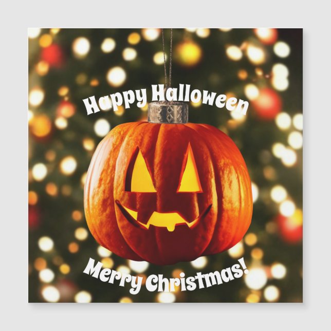Carte Magnétique Joyeux Noël et un Halloween heureux (Devant)