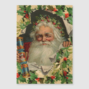 Carte Magnétique Joyeux Noël Père Noël Holly