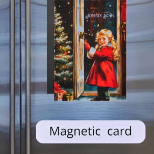Carte Magnétique Joyeux Noël - petite fille