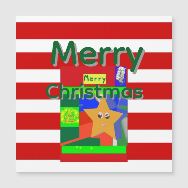 Carte Magnétique Joyeux Noël rose rouge  (Devant)