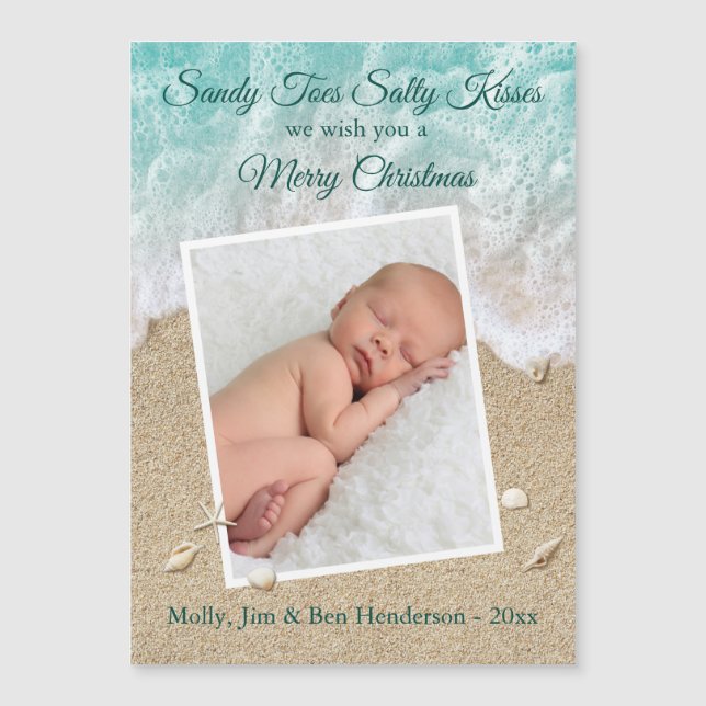 Carte Magnétique Joyeux Noël Turquoise Joyeux Joyeux Joyeux Joyeux  (Devant)