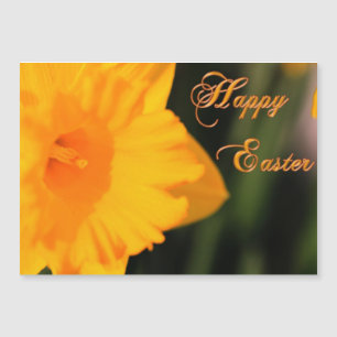 Carte Magnétique Joyeux Pâques Jaune Printemps Daffodil Fleur