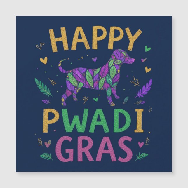 Carte Magnétique Joyeux pawdi Mardi gras (Devant)