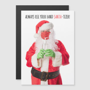 Carte Magnétique Joyeux Père Noël de Noël dans le masque Sanitizer